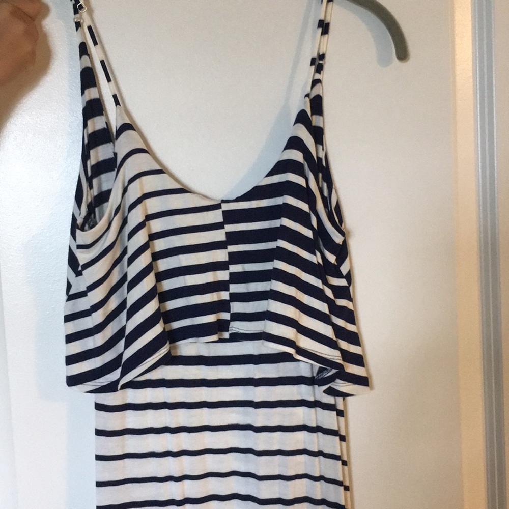 Navy blue and white maxi dress